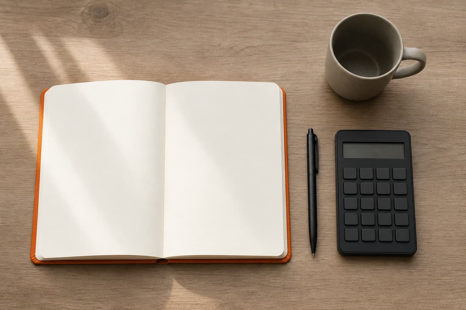 A landlord reconciling rent payments with receipts and a calculator